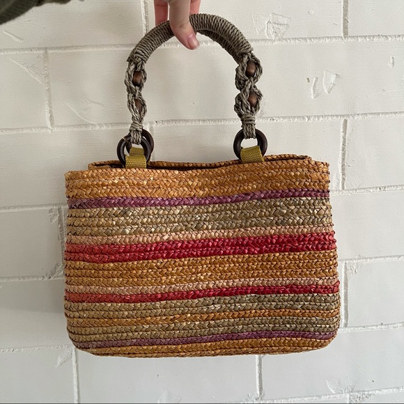 croft & barrow Handbags - CROFT & BARROW Multicolor Rattan Woven Resort Bag